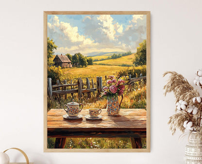 Affiche Ensemble de Thé Letton : Décor Fermier Champêtre Rustique