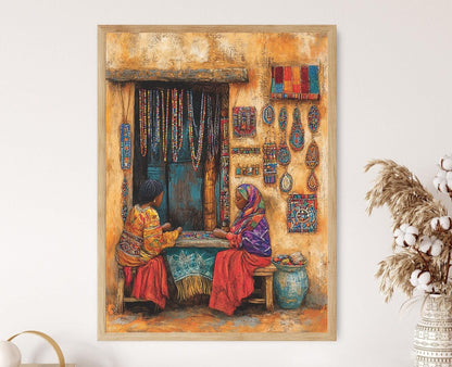 Affiche Artisanat Éthiopien – Poster Bijoux Colorés en Art Murales