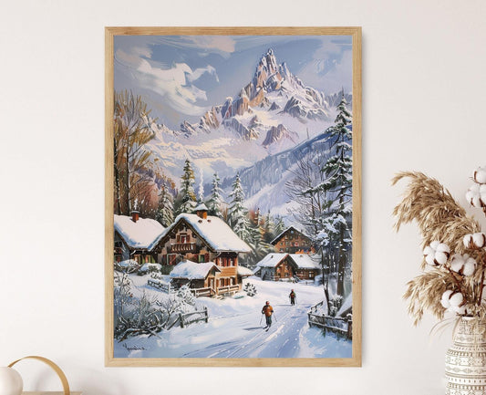 Affiche Mont Blanc – Poster Scène hivernale de Chamonix