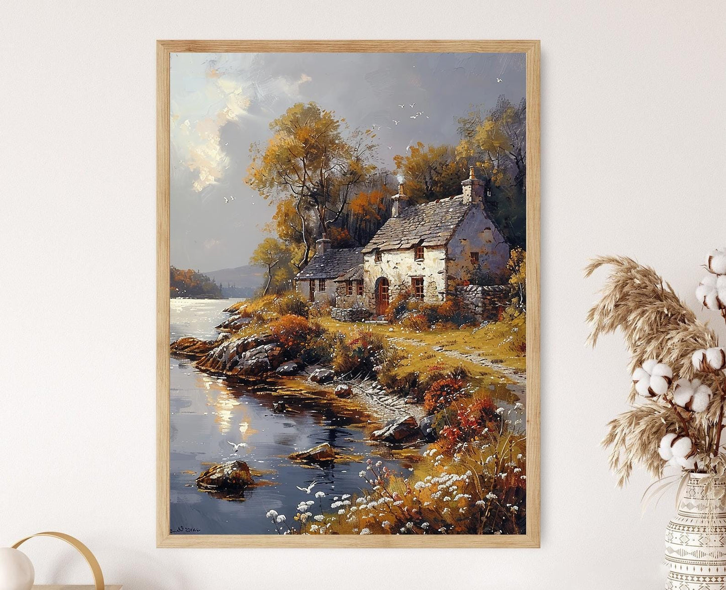 Affiche Village Irlandais – Poster Cottage et Abbaye Enchanteurs