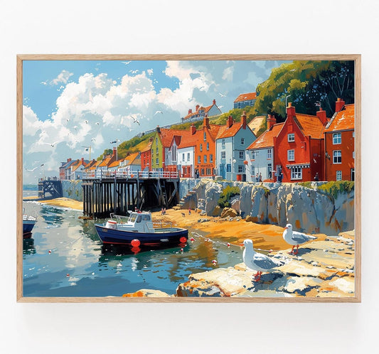 Affiche Côtier Vibrant – Poster Peinture Historique du Pier de Hastings