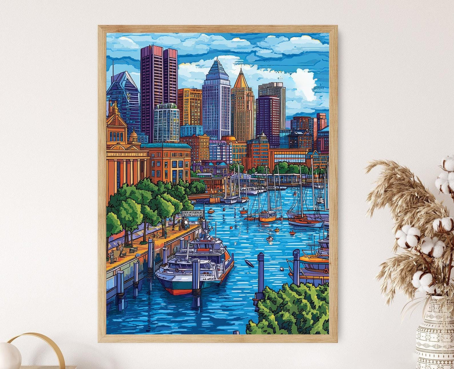Affiche Baltimore Inner Harbor – Art Print Ville Colorée du Maryland
