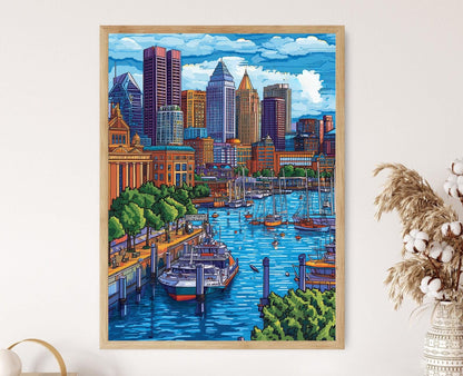 Affiche Baltimore Inner Harbor – Art Print Ville Colorée du Maryland