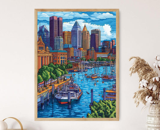 Affiche Baltimore Inner Harbor – Art Print Ville Colorée du Maryland