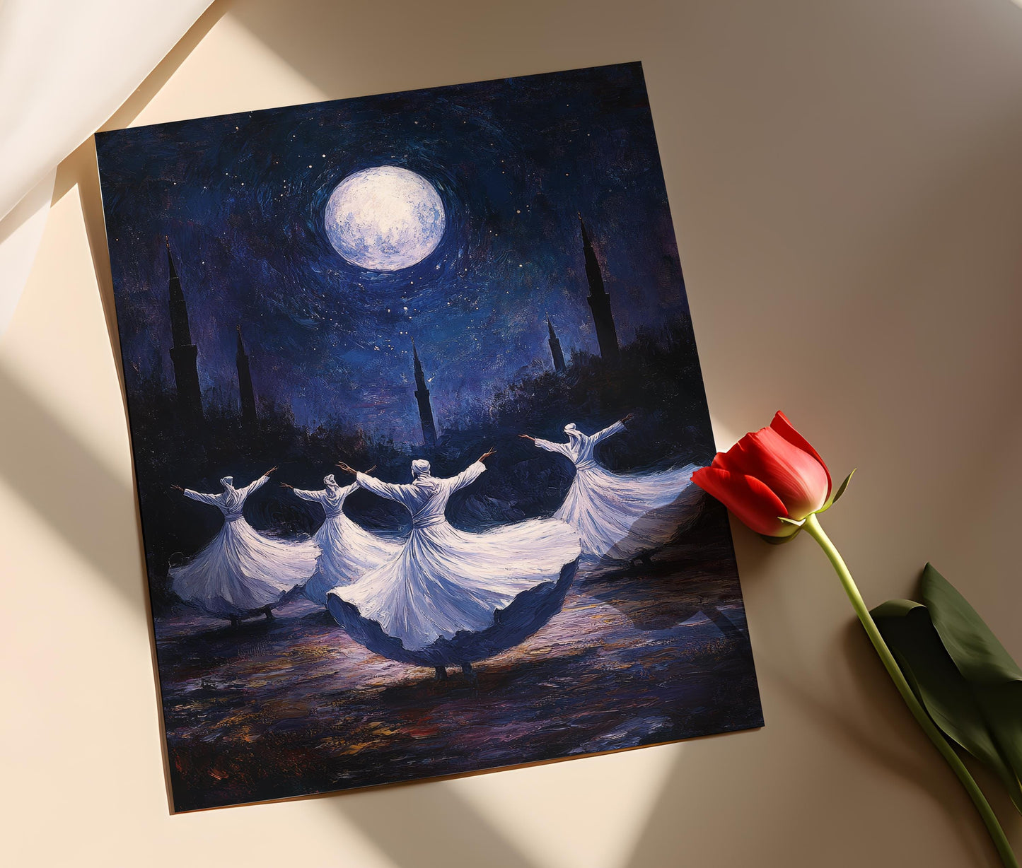 Affiche Derviches Tourneurs – Art Mystique de Danse Soufie au Clair de Lune