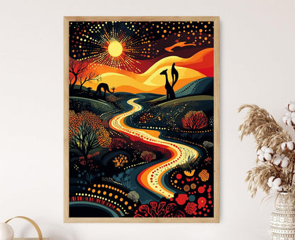 Affiche de Paysage Désertique Arrernte – Poster Art Aborigène Australien