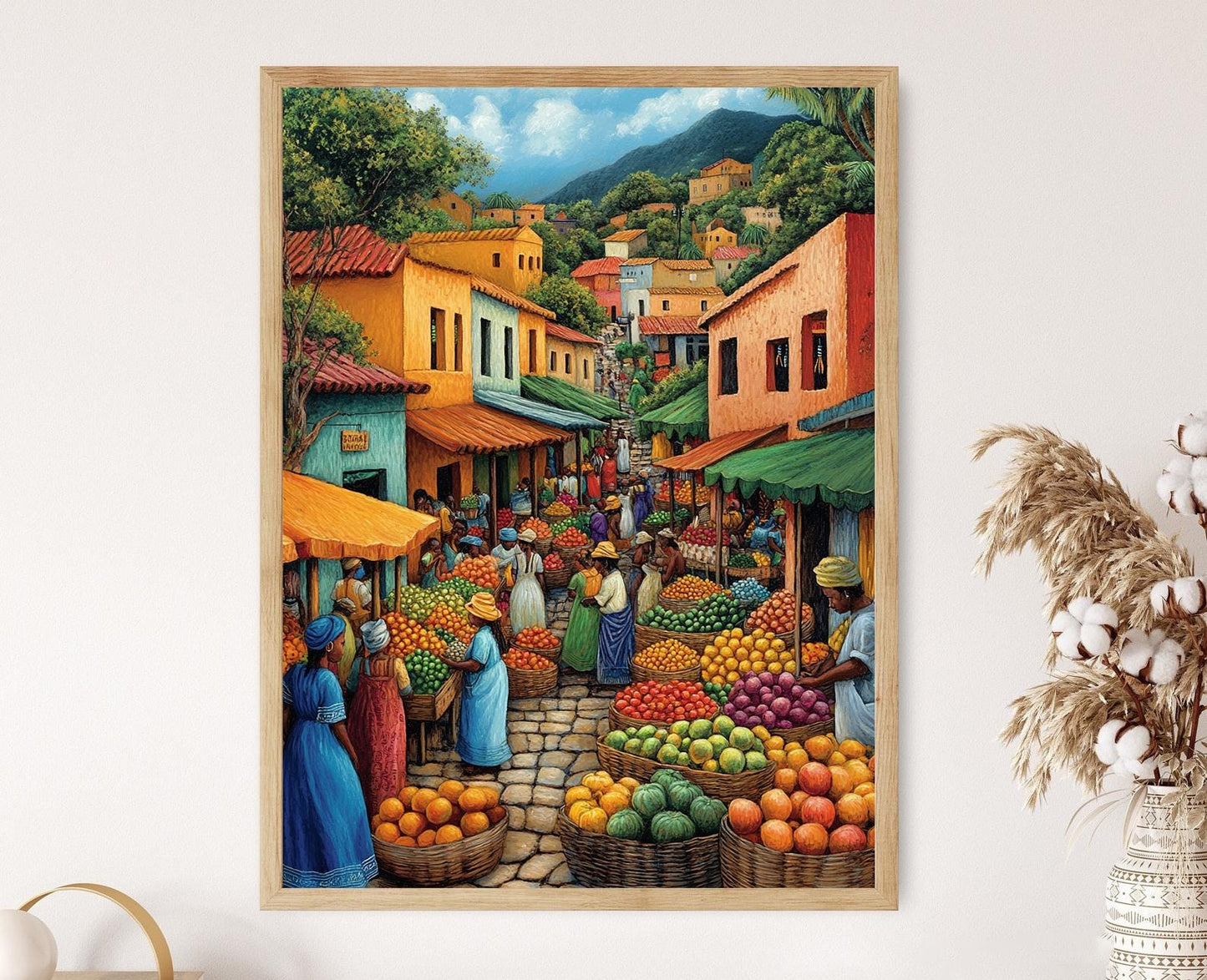 Affiche Marché du Burundi – Tableau Coloré de Fruits Africains
