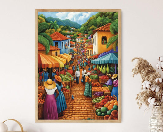 Affiche Marché de Cap-Vert – Poster Art mural de fruits africains colorés