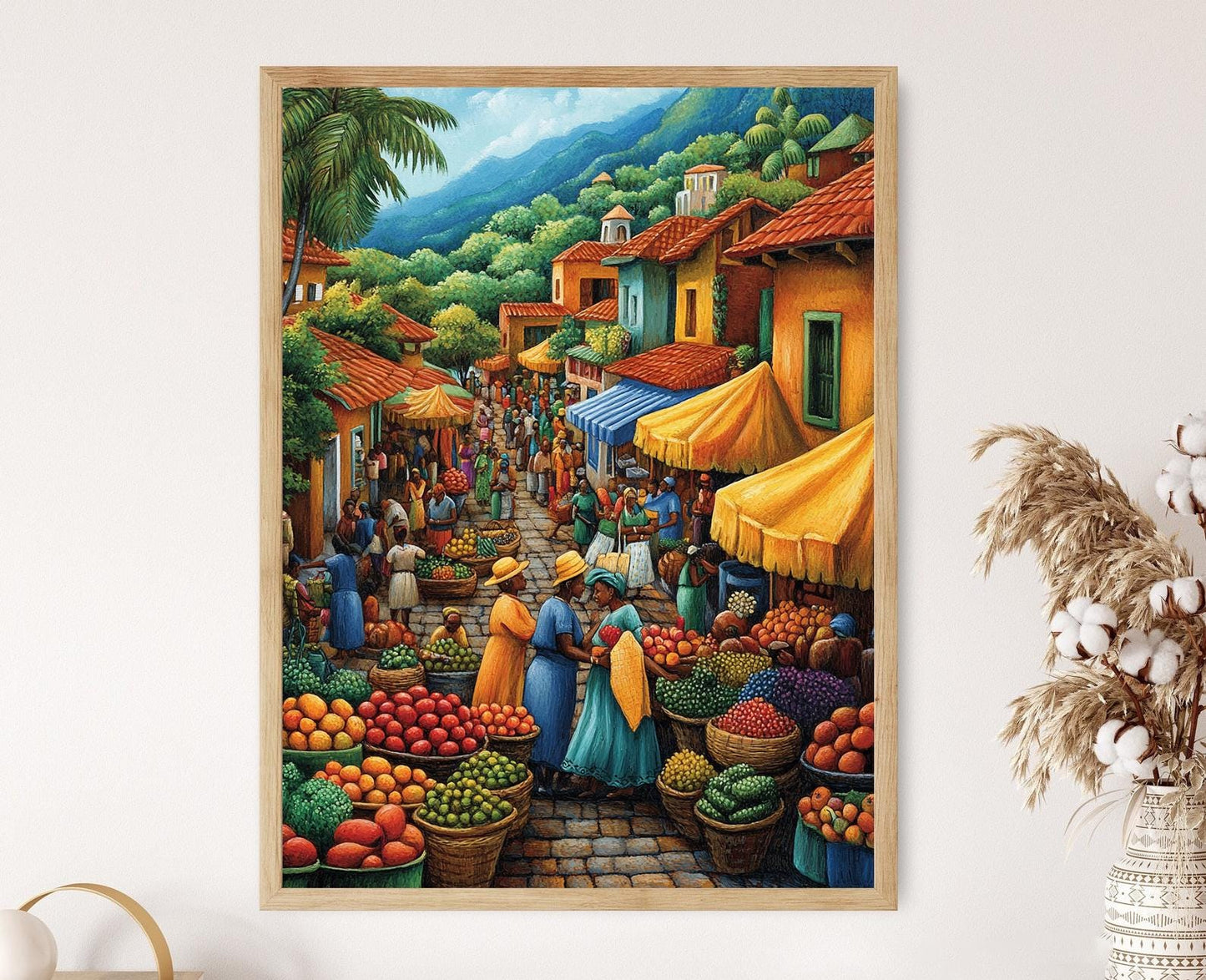 Affiche Marché Comorien – Tableau Coloré du Marché Africain