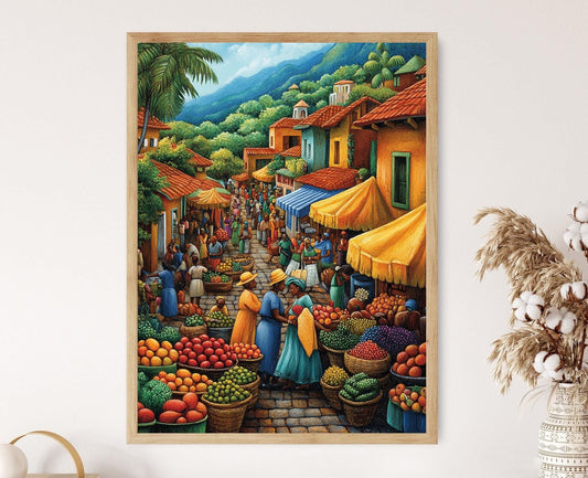 Affiche Marché Comorien – Tableau Coloré du Marché Africain