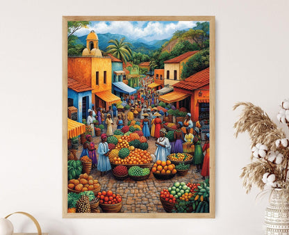 Affiche Marché de Fruits Africain – Impression Art Équateur Guinée