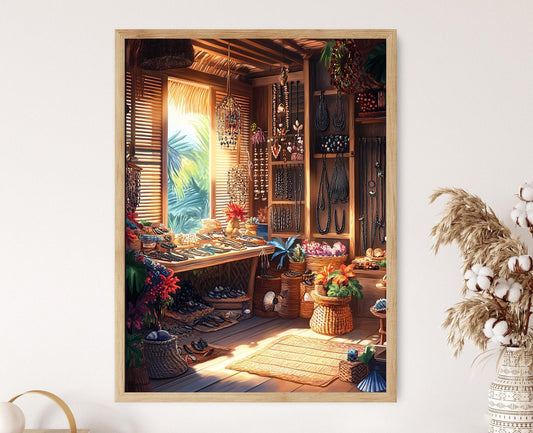 Affiche de Bijoux en Perles de Tahiti – Illustration de Décor Insulaire