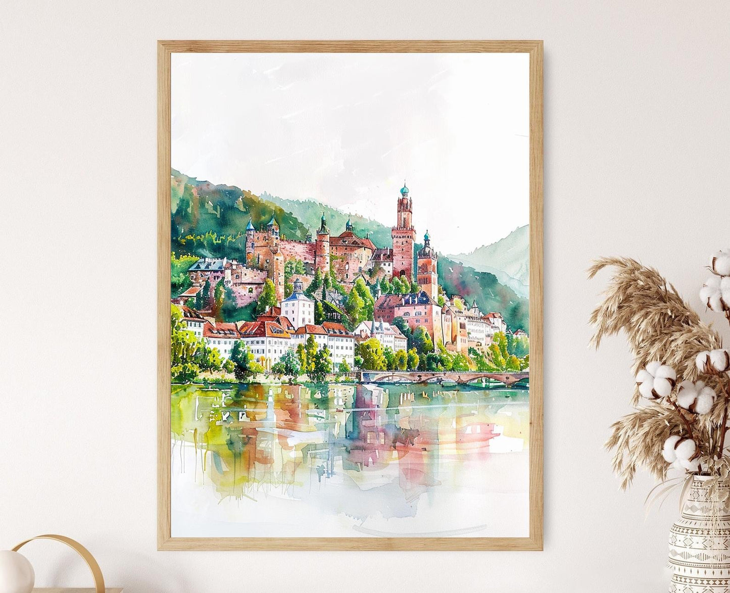 Affiche Château de Heidelberg – Poster Vue Scénique du Rhin