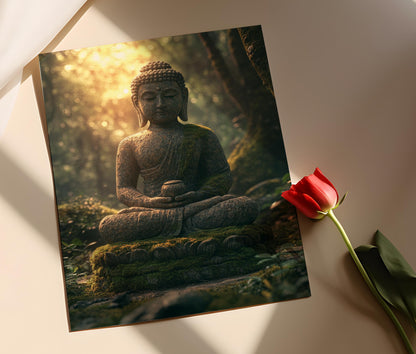 Affiche Bouddha Sri Lankais – Poster Art Ancien, Décor Spirituel