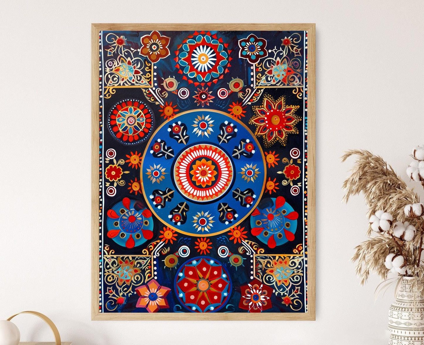 Affiche Art Ajrak Sindhi – Poster Textile Ethnique Pakistanais