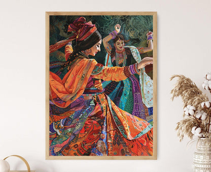 Affiche Danseurs Folkloriques Pakistanais – Art Culturel Éclatant