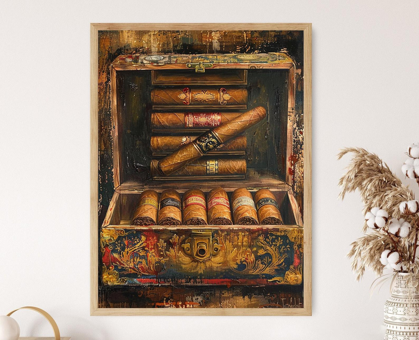 Affiche Art de Boîte à Cigares Cubains – Décor Rustique pour Salon