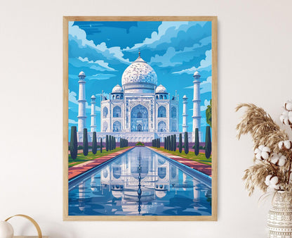 Affiche Taj Mahal – Illustration Élégante, Affiche Voyage Indienne