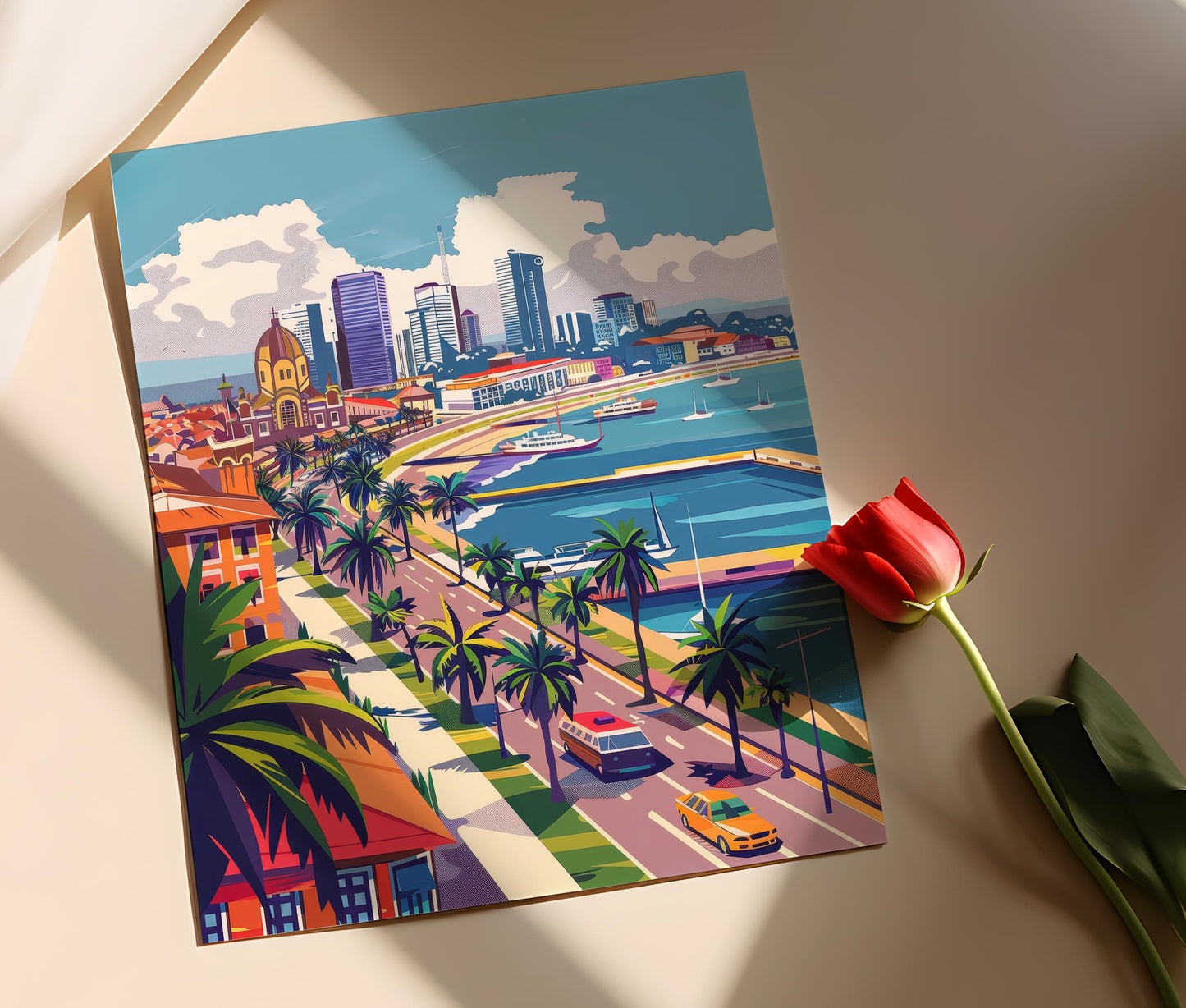 Affiche Luanda – Impression artistique de la baie et de la forteresse