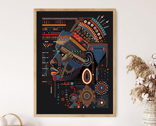 Affiche Art Zoulou – Impression de Perles et Couleurs Vives