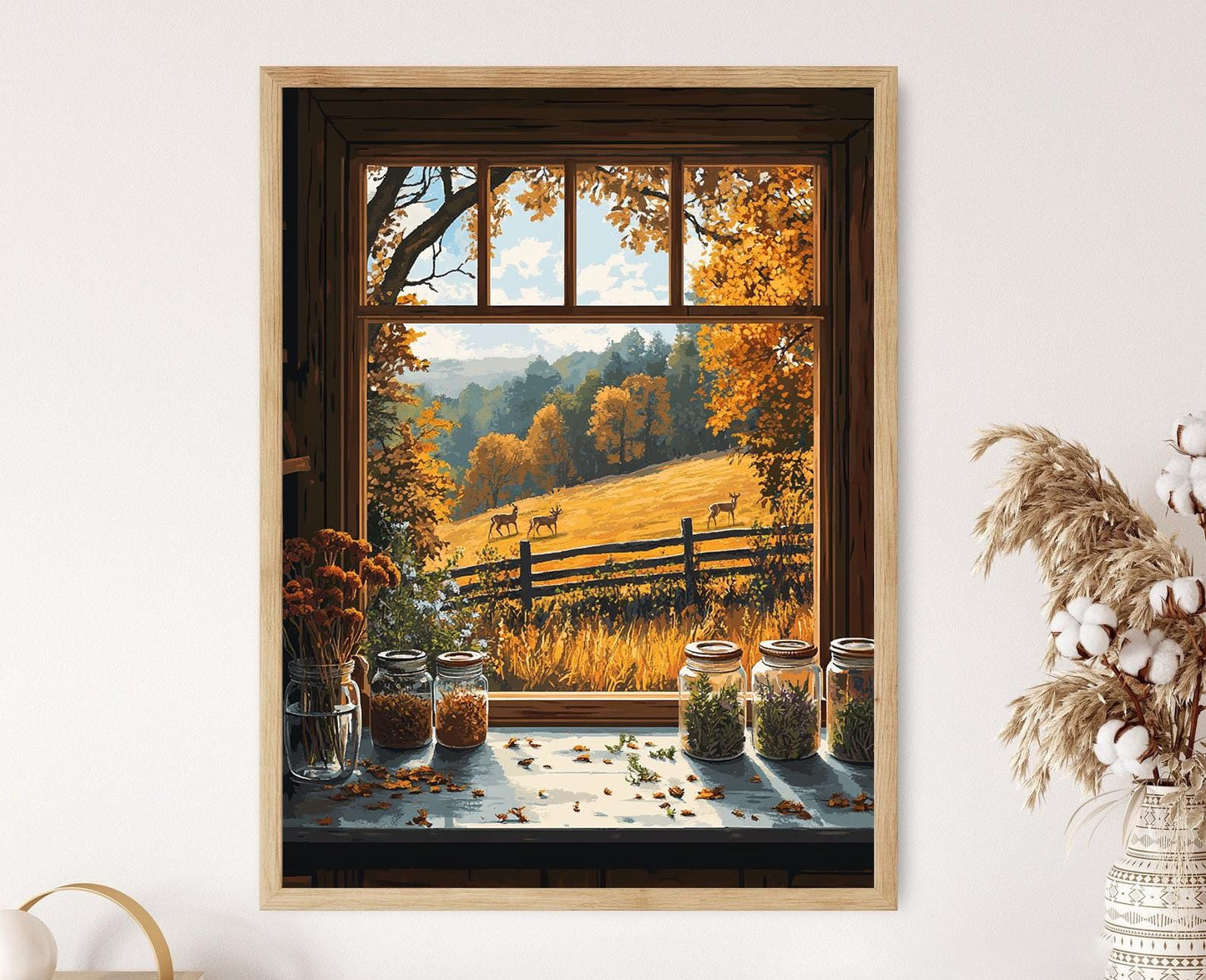 Affiche Fenêtre de Cuisine des Appalaches – Décor Rustique avec Herbes