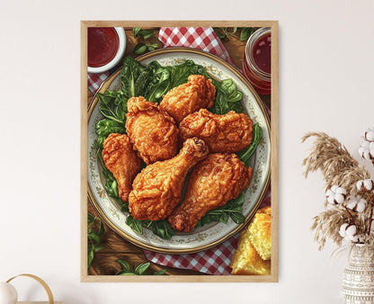 Affiche Poulet Frit du Sud – Art pour Cuisine Rustique