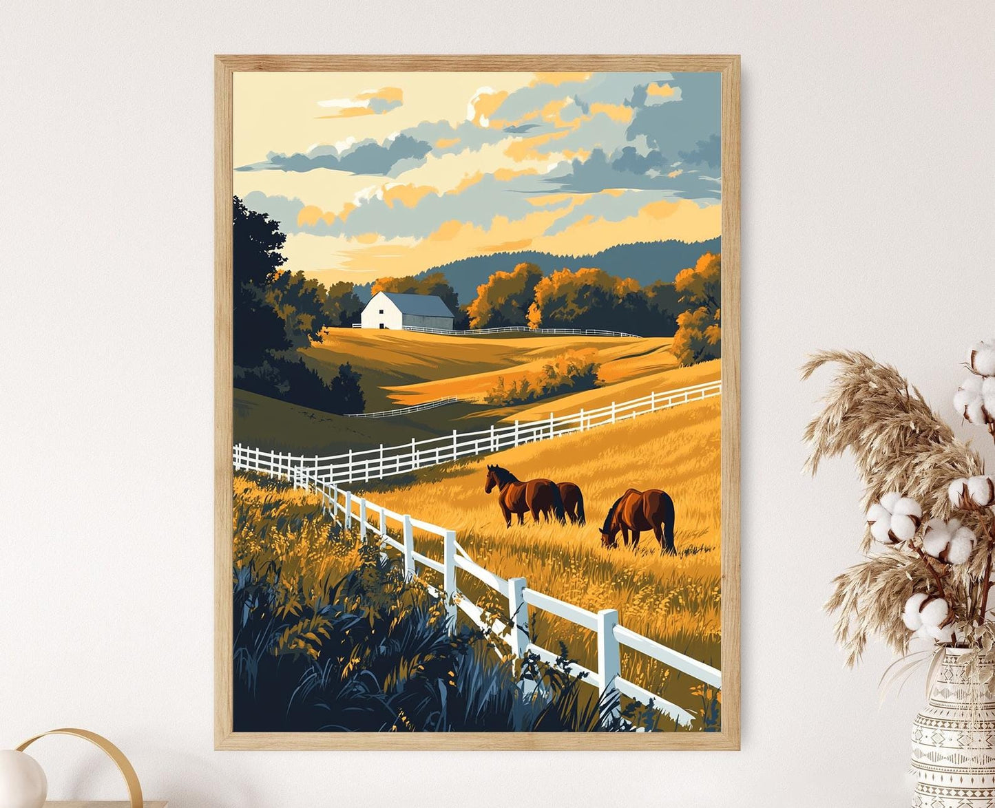 Affiche de Paysage Équestre – Impression de Cou sunset à Kentucky