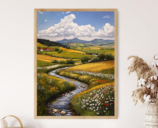 Affiche Roztocze – Poster Prairies fleuries et ruisseau printanier