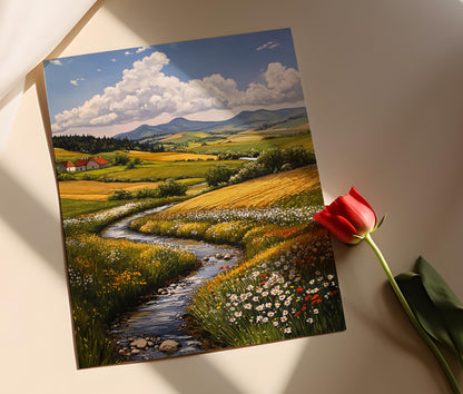 Affiche Roztocze – Poster Prairies fleuries et ruisseau printanier