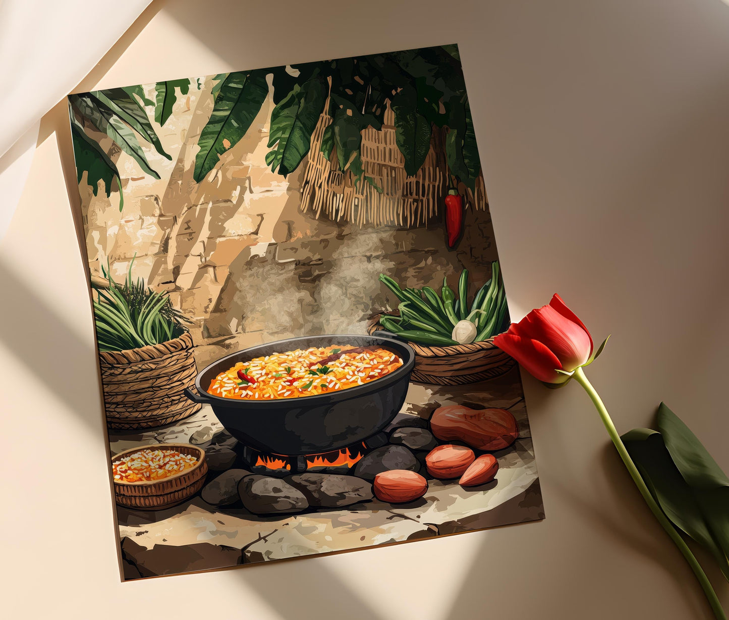 Affiche Cuisine Sénégalaise – Art Déco Scène de Jollof Rice