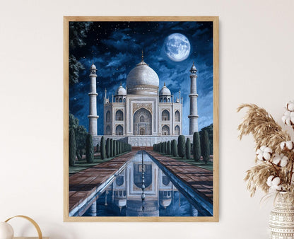 Affiche Taj Mahal au Clair de Lune – Décor Murale Amour Éternel