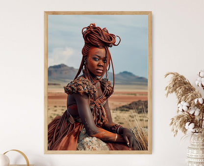 Affiche Himba – Poster Femme Himba, Peinture Corporelle, Paysage Namibien