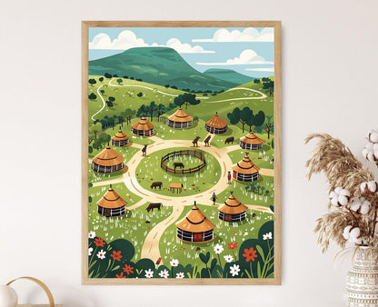 Affiche du Patrimoine Zoulou – Poster de Vie Rurale et Traditionnelle