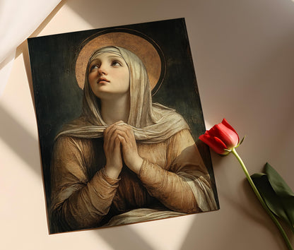 Affiche Sainte Catherine de Sienne en Prière – Art Sacré Médiéval