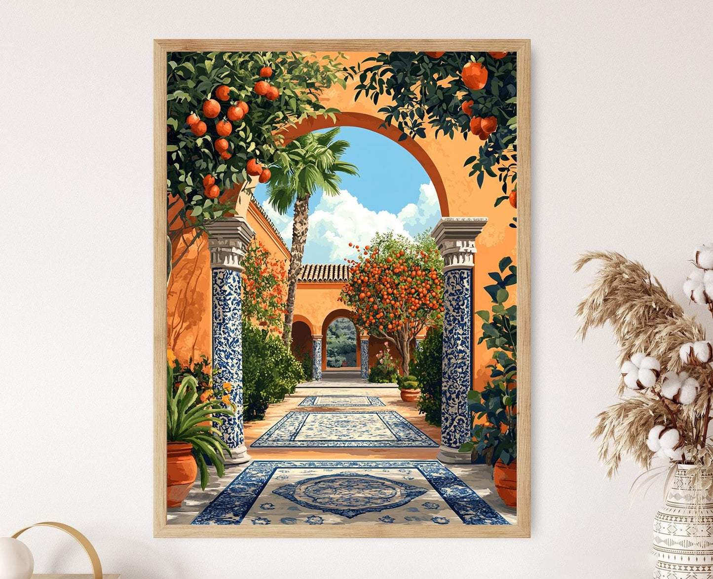 Affiche Pavillon Andalou – Poster Jardin Maure avec Carreaux et Grenadiers