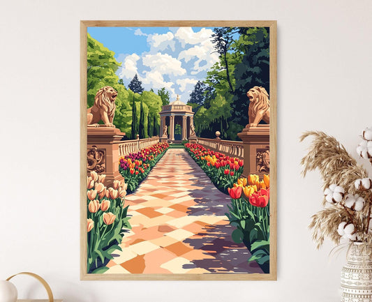 Affiche Pavillon de Potsdam – Poster Art Floral Baroque avec Lions