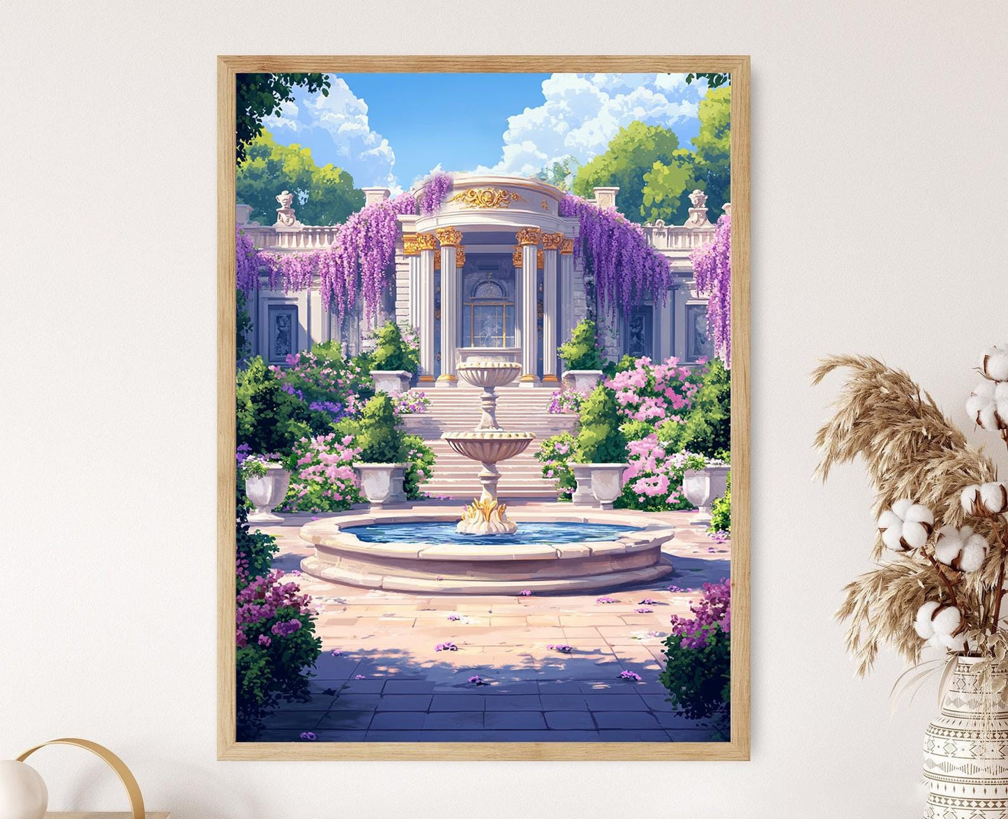 Affiche Jardin Autrichien – Poster Pavillon avec Fontaine et Glycine