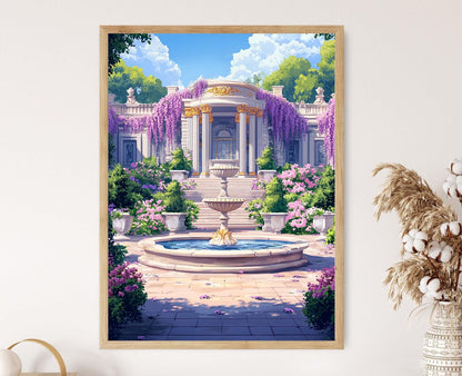 Affiche Jardin Autrichien – Poster Pavillon avec Fontaine et Glycine