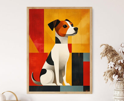 Affiche Jack Russel Bauhaus – Illustration géométrique rétro pour animaux