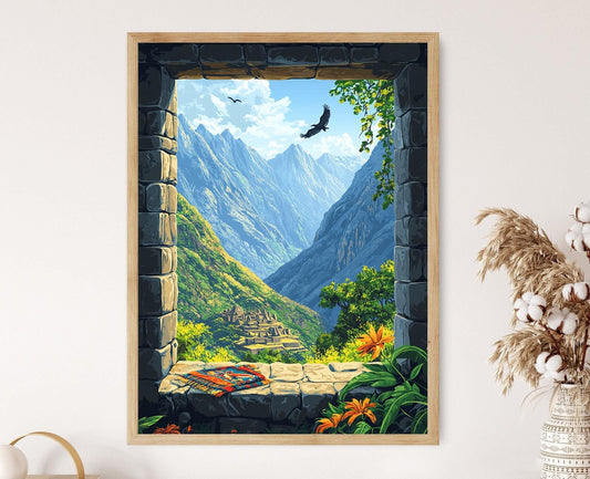 Affiche Vue des Andes – Art mural sacré d'autel péruvien