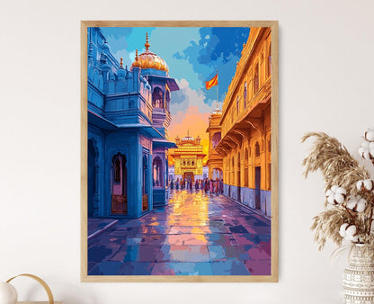 Affiche Temple d'Or : Impression artistique du couloir d'Amritsar
