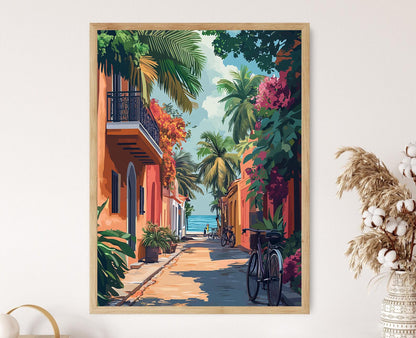 Affiche Quartier Français de Pondichéry – Art de Ville Côtière Indienne