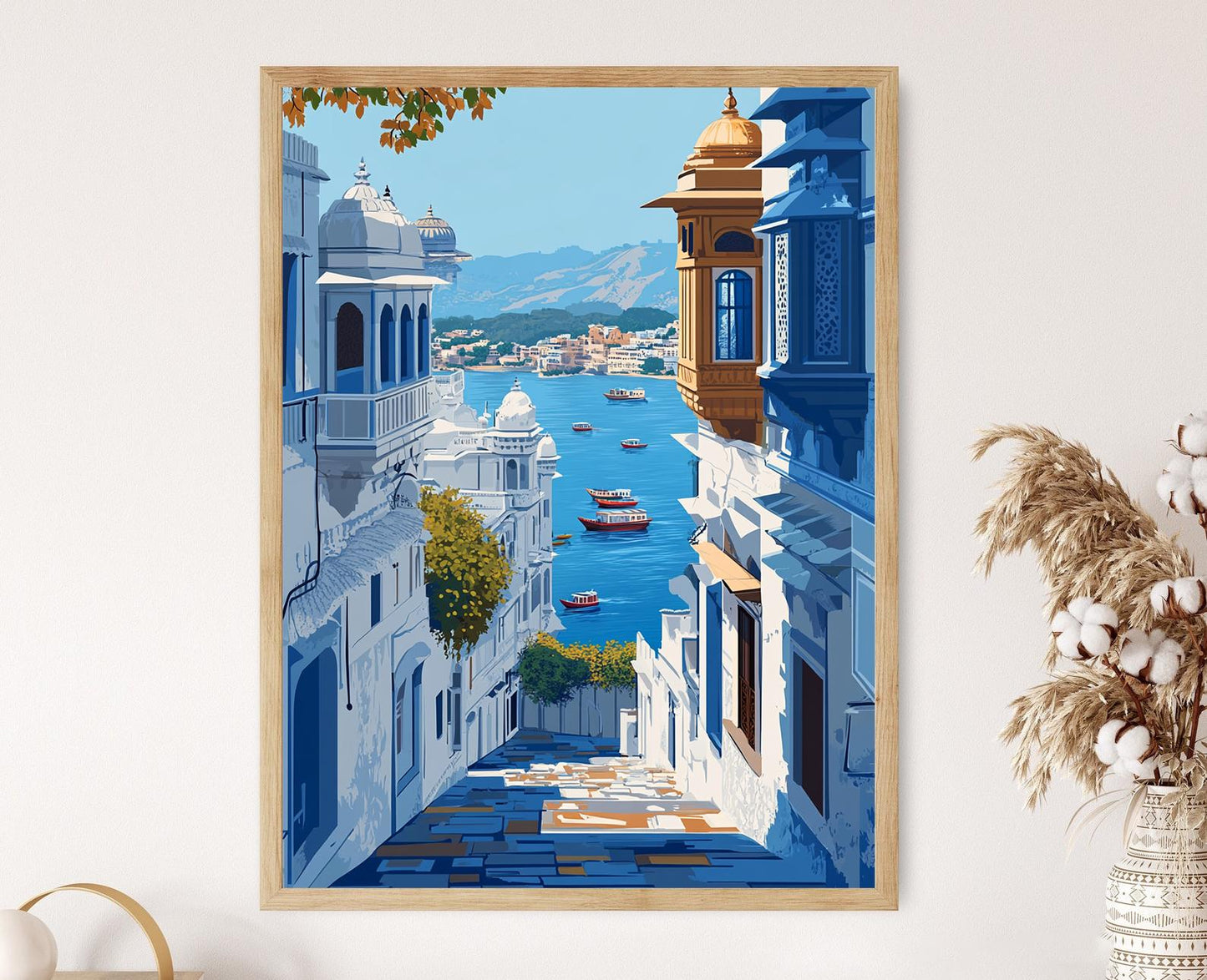 Affiche Udaipur – Poster Scène de Palais au Bord du Lac du Rajasthan