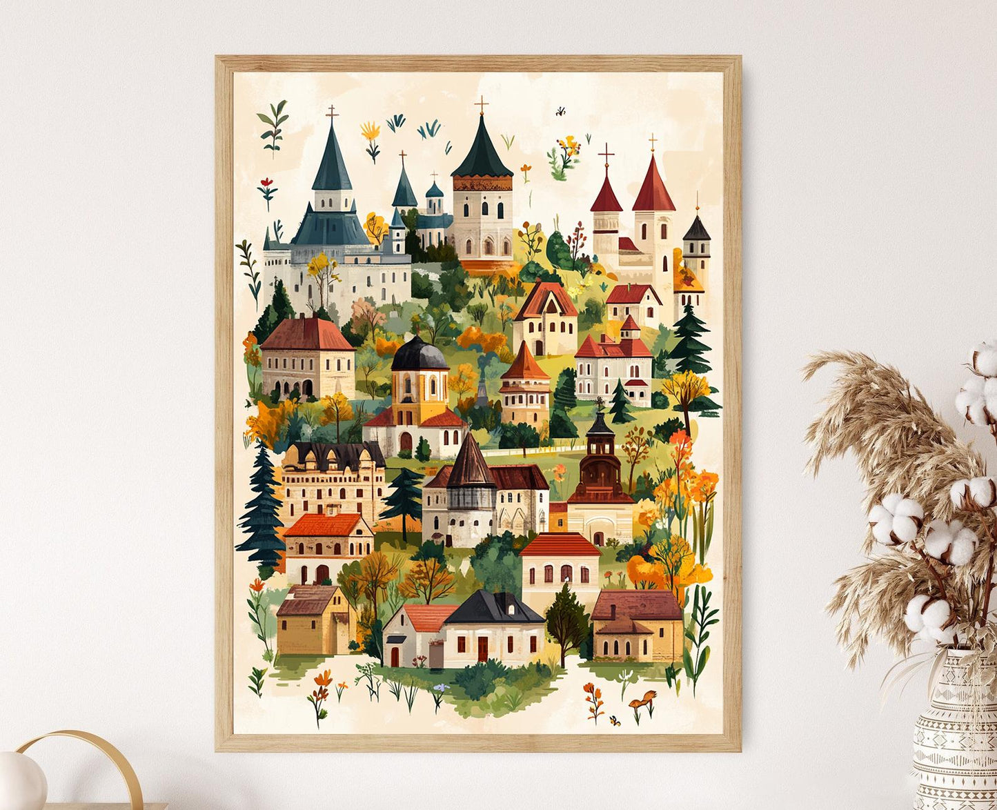 Affiche Village de Moldavie – Poster Illustration d'Architecture Européenne