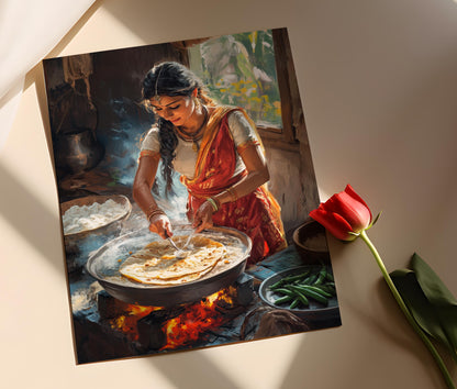 Affiche Aloo Paratha – Art Print de Cuisine Rustique Indienne