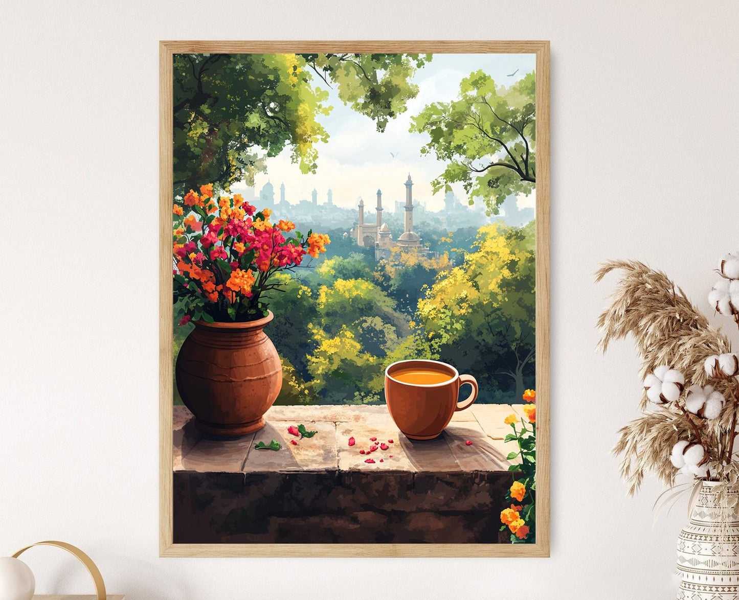 Affiche Ahmedabad : Art mural Gujarati avec petit-déjeuner et chai