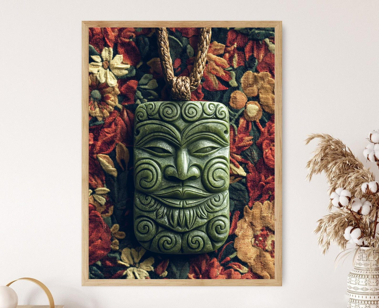 Affiche Hei Tiki en Pounamu – Poster Culturel Néo-Zélandais