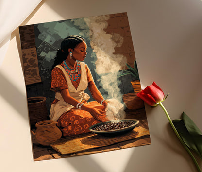 Affiche de la cérémonie du café éthiopien – Art Habesha déco culturelle