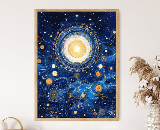 Affiche Rêverie des Étoiles Warlpiri – Poster Art Aborigène du Ciel Nocturne