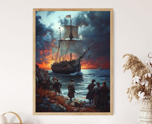 Affiche Voyage des Pèlerins Protestants – Décor Héritage Religieux